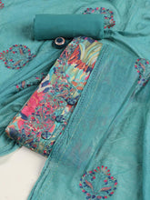 Neck Embroidered Cotton Blend Unstitched Suit Piece With Dupatta